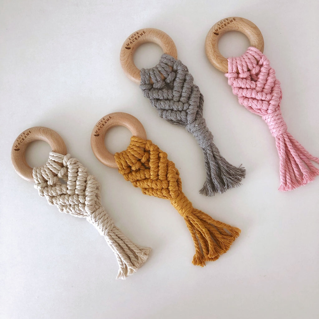 Love Macrame - Macrame Teether - Mustard – Kids Tribe