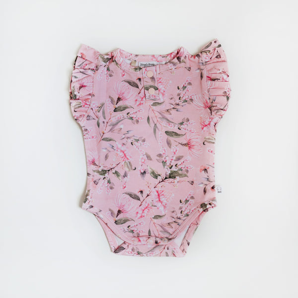 Snuggle Hunny Short Sleeve Organic Bodysuit - Pink Wattle