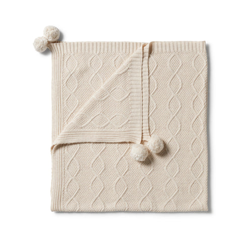 Wilson & Frenchy Knitted Cable Blanket - Whisper White Fleck