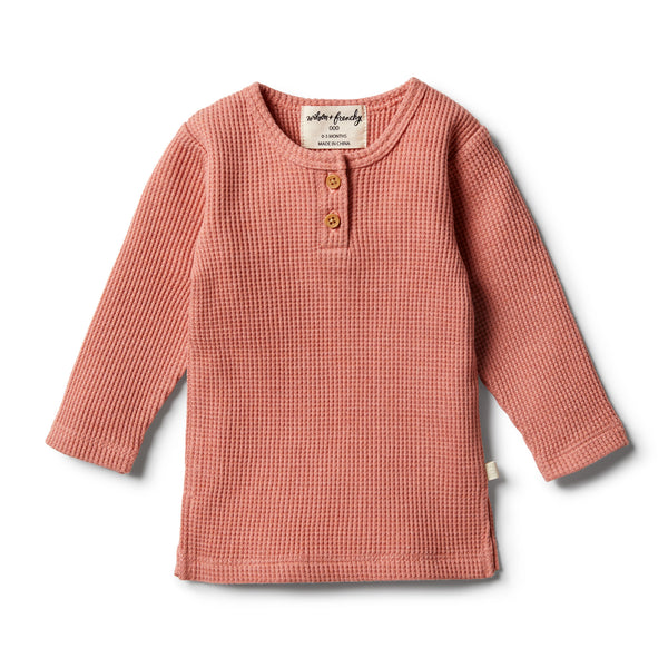 Wilson & Frenchy Waffle Henley Top - Clay