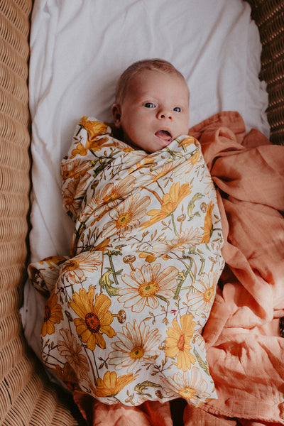 Wind & Willow Co Organic Cotton and Bamboo Swaddle - Sunflower