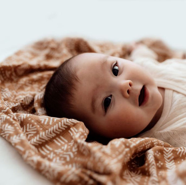 Wind & Willow Co Organic Cotton and Bamboo Swaddle - Owl Brown
