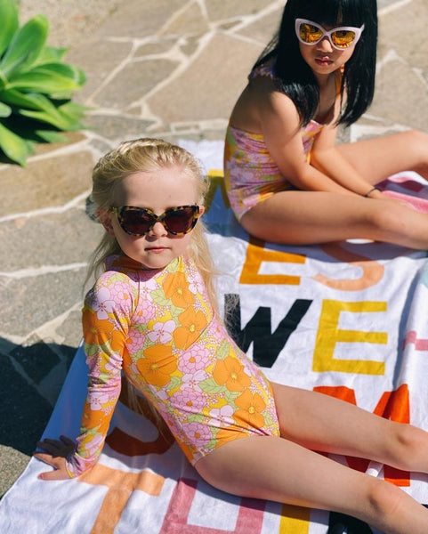 Girls Dahlia Sustainable Long Sleeve One Piece Swimsuit Made in Australia -  😎 Bon+Co Kids, Teen & Tween Swimwear